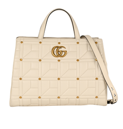 Medium Marmont Stud Tote, Leather, Cream, 525040, S, 2*